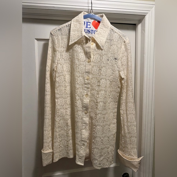 MaxMara Tops - NWT MaxMara Cream Crochet Button Down